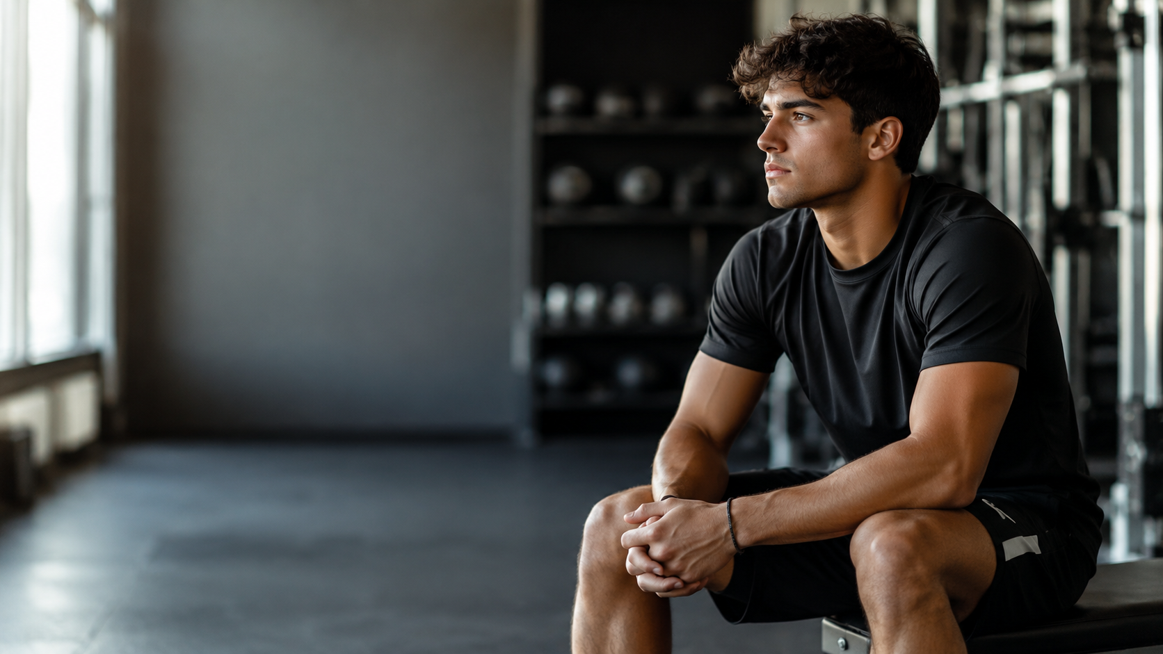 Focused athlete in mental preparation